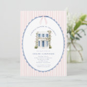 Coquette Bow Garden Manor Bridal Shower Invitation Kaart (Staand voorkant)