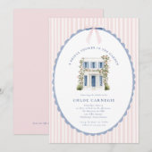 Coquette Bow Garden Manor Bridal Shower Invitation Kaart (Voorkant / Achterkant)