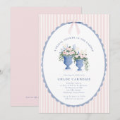 Coquette Bow Garden Manor Bridal Shower Invitation Kaart (Voorkant / Achterkant)