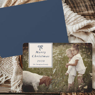 Coquette Bow Gepersonaliseerde Familiefoto Kerstmi Feestdagenkaart