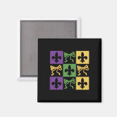 Coquette Bow Geruite Fleur de Lis Mardi Gras Auto Magneet (Voorkant / Achterkant)