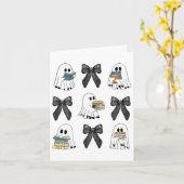 Coquette Bow Ghost Boeken lezen Trui Halloween Kaart (Gele Bloem)