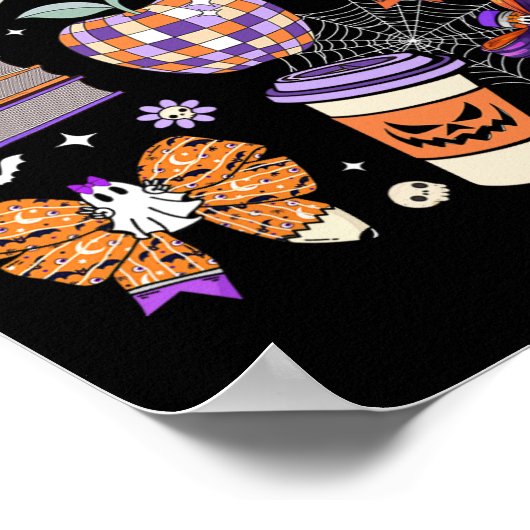 Coquette Bow Ghost Schattigee Halloween Docenten V Poster (Hoek)