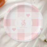 Coquette Bow Gingham Franse teddybeer Baby shower Papieren Bordje<br><div class="desc">De Pink Bow Gingham French Teddy Bear Baby shower Paper Borden zijn een schattige en elegante toevoeging aan uw baby showers servies, perfect in combinatie met stijl. Met een charmante Frans geïnspireerde teddybeer versierd met een roze strik en geplaatst tegen een klassiek ginghampatroon, creëer deze borden een heerlijke en samenhangende...</div>