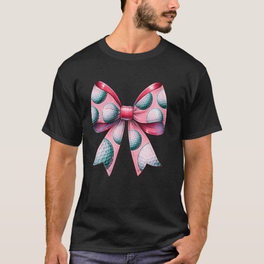 Coquette Bow Golfbal Patroon Moederdag Roze Ri T-shirt (Voorkant)