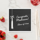 Coquette Bow Grad Tassel Black Congrats Graduate Servet (Insitu)