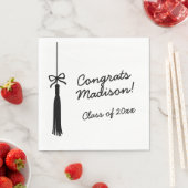Coquette Bow Grad Tassel Black & White Graduation Servet (Insitu)