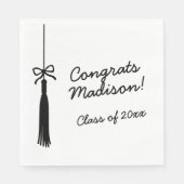 Coquette Bow Grad Tassel Black & White Graduation Servet (Voorkant)