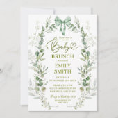 Coquette Bow Greenery Baby Brunch Kaart (Voorkant)