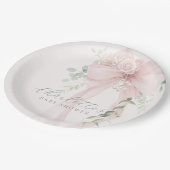 Coquette Bow Greenery Baby in bloom baby Shower Papieren Bordje (Gekanteld)