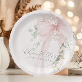 Coquette Bow Greenery Baby in bloom baby Shower Papieren Bordje