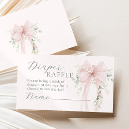 Coquette Bow Greenery Diaper raffle Informatiekaartje