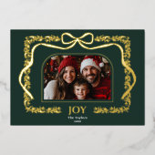  Coquette Bow Greenery Familie Foto Lijst Folie Uitnodiging (Voorkant)