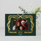  Coquette Bow Greenery Familie Foto Lijst Folie Uitnodiging (Staand Voorkant)