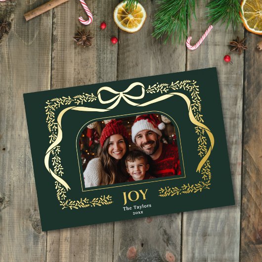  Coquette Bow Greenery Familie Foto Lijst Folie Uitnodiging