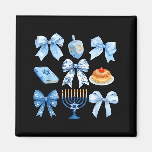 Coquette Bow Hanukkah Chanukah Pajama Latke Jewish Magneet (Voorkant)