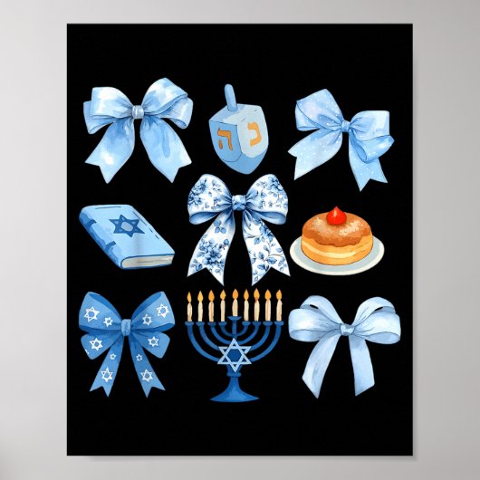 Coquette Bow Hanukkah Chanukah Pajama Latke Jewish Poster (Voorkant)