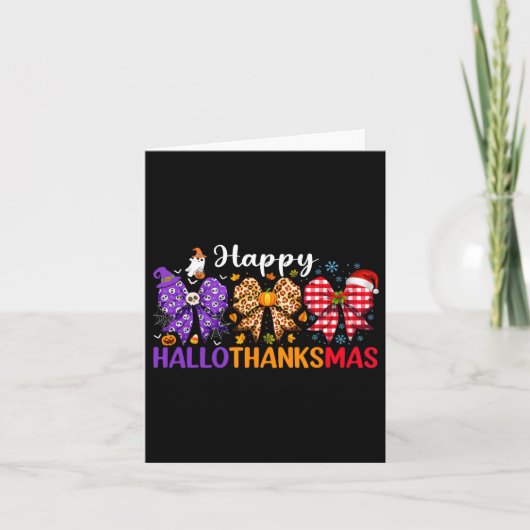 Coquette Bow Happy Hallothanksmas Halloween Bedank Kaart (Voorkant)