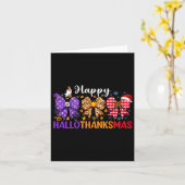 Coquette Bow Happy Hallothanksmas Halloween Bedank Kaart (Gele Bloem)