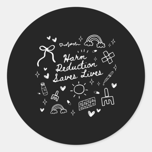 Coquette Bow Harm Reduction redt levens bij overdo Ronde Sticker (Voorkant)