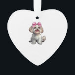 Coquette Bow Havanese Dog Mom Girl Pink Ornament<br><div class="desc">Coquette Bow Havanese Dog Mom Girl Pink</div>