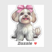 Coquette Bow Havanese Hond Mama Meisje Roze Sticker (Vel)