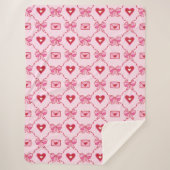 Coquette Bow & Hearts Valentine's Day Sherpa Deken (Voorkant)