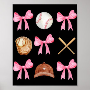 Coquette Bow Honkbal Mama Honkbal Moeders Da Poster