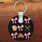 Coquette Bow Honkbal Mama Honkbal Moeders Da Sleutelhanger (Voorkant)