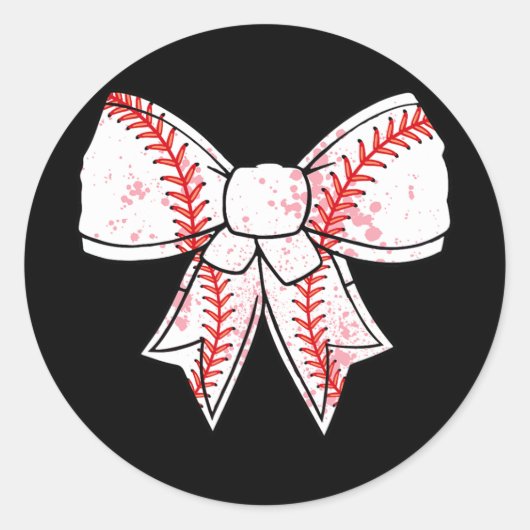Coquette Bow Honkbal Mama Moederdag Vrouwen Kinder Ronde Sticker (Voorkant)