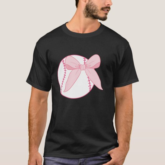 Coquette Bow Honkbal Meisjes Vrouwen Mama Mom Pink T-shirt (Voorkant)