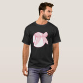 Coquette Bow Honkbal Meisjes Vrouwen Mama Mom Pink T-shirt (Voorkant volledig)