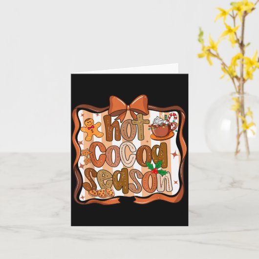 Coquette Bow Hot Cocoa Season Gingerbread Christma Kaart (Gele Bloem)