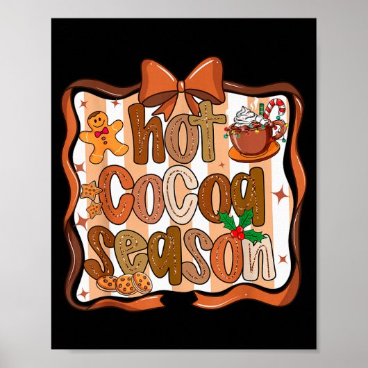 Coquette Bow Hot Cocoa Season Gingerbread Christma Poster (Voorkant)