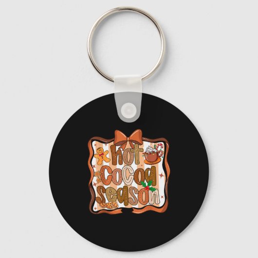Coquette Bow Hot Cocoa Season Gingerbread Christma Sleutelhanger (Voorkant)
