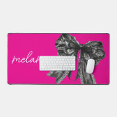 Coquette Bow Hot Pink Black Lace Aangepaste naam Bureaumat (Keyboard & Muis)