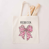 Coquette Bow Hot Pink Hearts Tote Bag