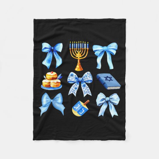 Coquette Bow Jewish Holiday Chanukah Hanukkah Meno Fleece Deken (Voorkant)