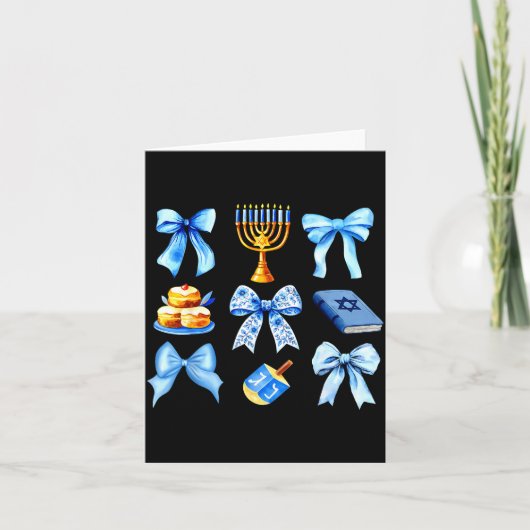 Coquette Bow Jewish Holiday Chanukah Hanukkah Meno Kaart (Voorkant)