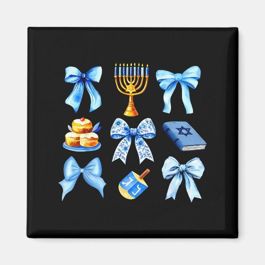 Coquette Bow Jewish Holiday Chanukah Hanukkah Meno Magneet (Voorkant)