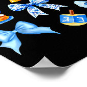 Coquette Bow Jewish Holiday Chanukah Hanukkah Meno Poster (Hoek)