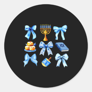 Coquette Bow Jewish Holiday Chanukah Hanukkah Meno Ronde Sticker