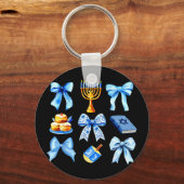Coquette Bow Jewish Holiday Chanukah Hanukkah Meno Sleutelhanger (Voorkant)