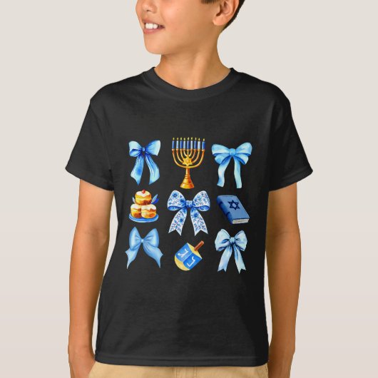 Coquette Bow Jewish Holiday Chanukah Hanukkah Meno T-shirt (Voorkant)