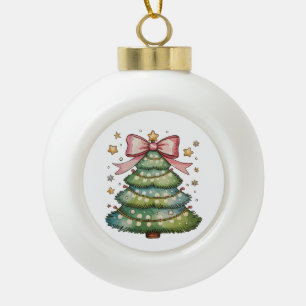 Coquette Bow Kerstboom Kerstvakantie Girly Keramische Bal Ornament
