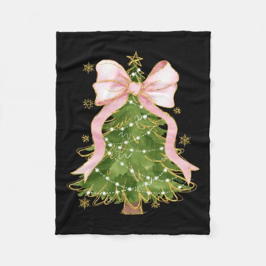Coquette Bow Kerstboom Kerstvakantie Girly Out Fleece Deken (Voorkant)
