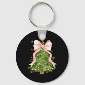 Coquette Bow Kerstboom Kerstvakantie Girly Out Sleutelhanger (Voorkant)