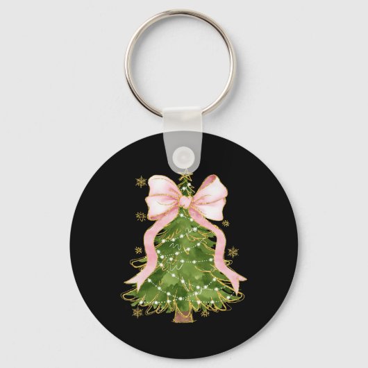 Coquette Bow Kerstboom Kerstvakantie Girly Out Sleutelhanger (Voorkant)