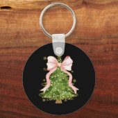 Coquette Bow Kerstboom Kerstvakantie Girly Out Sleutelhanger (Voorkant)