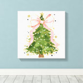 Coquette Bow Kerstboom Vakantie Girly Outfit W Canvas Afdruk (Insitu (Houten vloer))